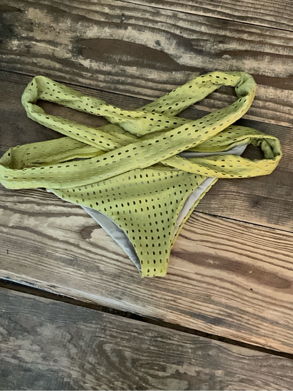 Like new! Acacia Mustard Yellow Perforated Bikini Bottom petite